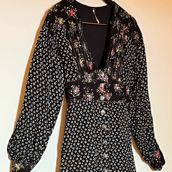 Free People Long Sleeve Floral Mini Dress - Picture 3 of 6